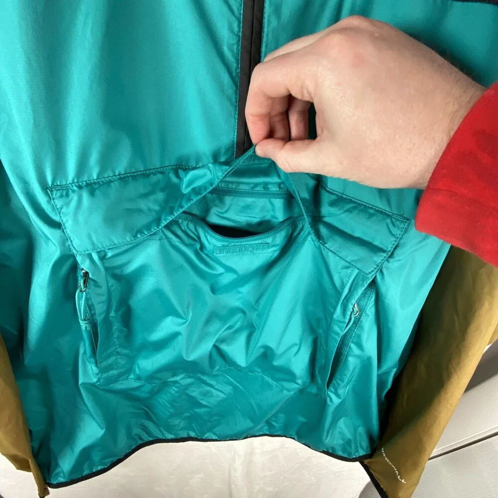 The North Face Windwall Jacket Mens Medium Teal Hooded 1/4 Zip Anorak Pullover